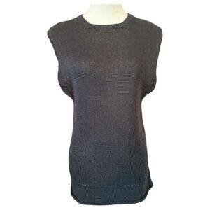 Nicole Farhi Cotton Sleeveless Charcoal Longline Sweater Vest Size S